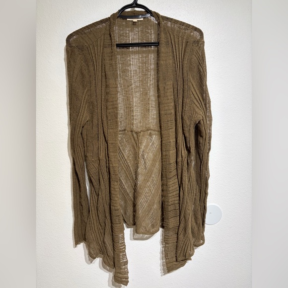 Eileen Fisher Sweaters - Eileen Fisher Open-Front Taupe Brown Lightweight Cardigan